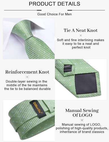 Image of DiBanGu Mens Silk Plaid Tie and Pocket Square Set | Elegant Silk Formal Tie Set, Woven Check Necktie and Cufflinks Tie Clip Set, Perfect for Wedding Party, Comes in Gift Box