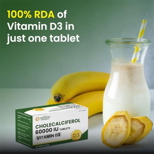 Image of Vlado's Himalayan Organics Vitamin D3 60000 IU Tablets | Cholecalciferol I Vitamin D3 60k Supplement | Vitamin D 60000 iu Tablets | Cholecalciferol Supplement 60000iu for men & women | Orange Flavour - 40 Tablets