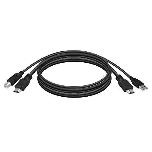OLLGEN 5 ft 1.5M USB 2.0 Standard Twin HDMI Cable,USB KVM Cable USB Type A to USB Type B Printer Cord for CRT PC Monitor KVM Switcher - Thumbnail 2