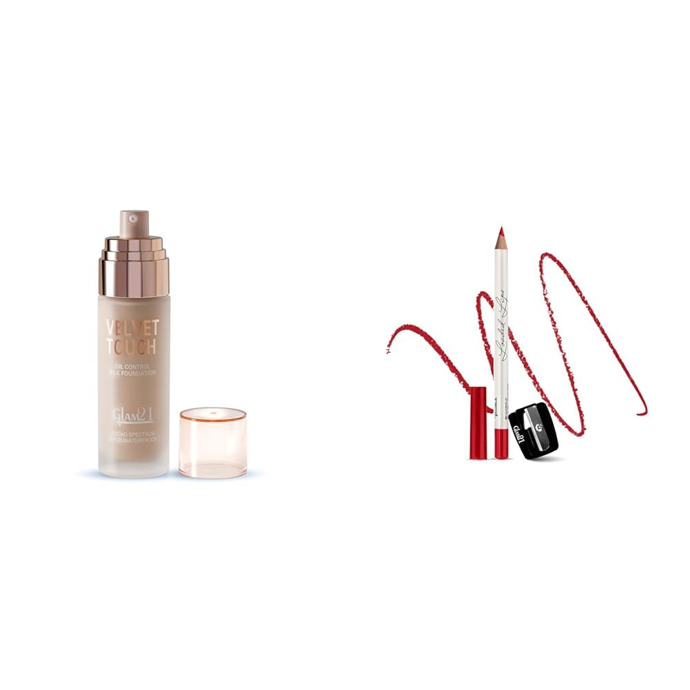 Glam 21Velvet Touch Oil Control Silk Foundation|Light Natural-50gm Lip Liner For Clean Contoured Lip Creamy, Easy Slide Fo... - Review, Price and Buying Guide