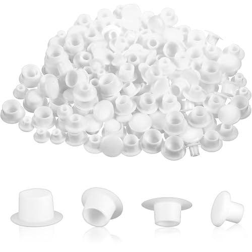 LXUEJIE 160 tapas para agujeros de perforación, 4 tamaños, cubiertas de tornillos blancas, para muebles, tapas de plástico para tornillos (5 mm/6 mm/8 mm/10 mm)