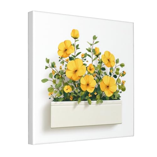 Cuadro de flores blancas en lienzo enmarcado para salón y decoración estética Woshuwo 30x30