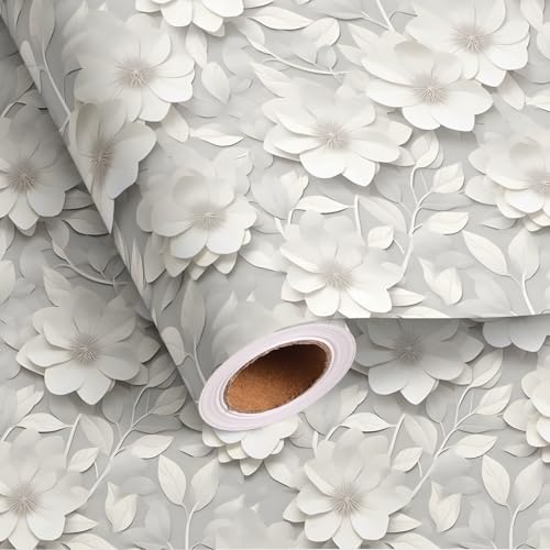 Dtiafu Wedding Wrapping Paper Roll - 3D White Floral...