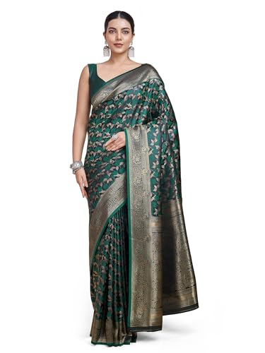 Image of Monjolika Fashion Women's Banarasi Pure Kanjivaram Style Satin Silk Saree With Blouse Piece for Wedding