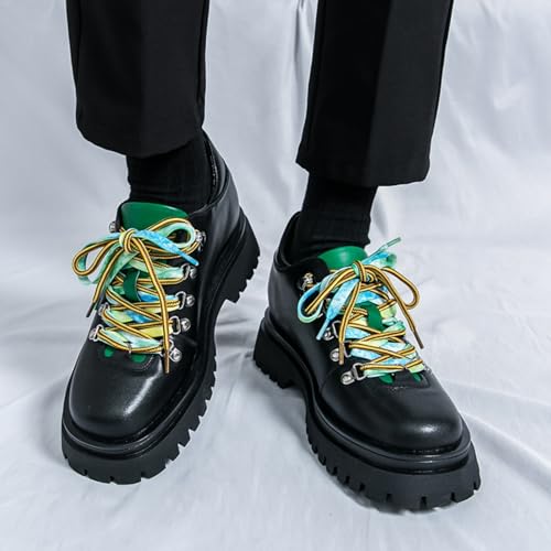 Men's Round - Toe Loafers and Oxford Shoes with 8 CM Inner Heightening, Cool Lacing Design, Stylish Thick - Sole. Ideal for Casual and Semi - Formal Occasions.4