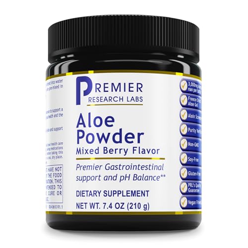 Premier Research Labs Aloe Powder - Aloe Vera Powder Aloe Vera Drink Mix for Skin and Digestion Aloe Barbadensis Leaf Extract with Acemannan Freeze Dried - Mixed Berry 7.4 Oz (30 Servings)