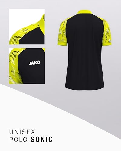 JAKO Unisex Poloshirt Sonic, schwarz/Neongelb, 4XL – Ansicht 4