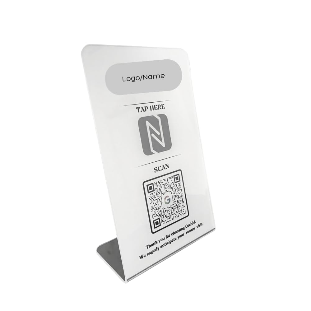 Personalized Google review stand/scanner_ on Clear Glossy Acrylic with NFC_4K UV Printed (B0D2Q5342J) Amazon Price History, Amazon Price Tracker