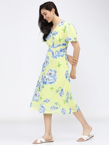 Image of Tokyo Talkies Women's Short Sleeves V-Neck Printed Dresses | Stylish Dresses | Casual Dresses
