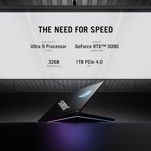 Image of ASUS ROG Strix Scar 16 (2025) Gaming Laptop, 16 inch ROG Nebula HDR 16:10 2.5K 240Hz /3ms, NVIDIA GeForce RTX 5090, Intel Core Ultra 9 Processor 275HX, 32GB DDR5, 1TB SSD, Wi-Fi 7, Win11 Home, G635LX-DS96