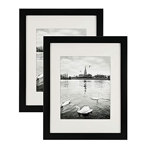 ArtzFolio black photo frames for wall set of 2 with mat 8x10 inch