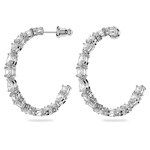 Swarovski Tennis Deluxe Women's Hoop Pierced Earrings with White Crystal in a Rhodium Plated Setting3