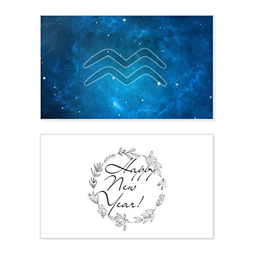 Tarjeta conmemorativa del zodiaco Acuario, diseño de noche estrellada para deseos de Año Nuevo