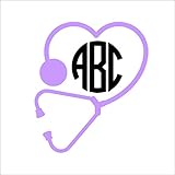 Nurse Doctor EMT Heart Stethoscope 3 Monogram Vinyl Die Cut Decal Sticker for Car Laptop etc. MGM204