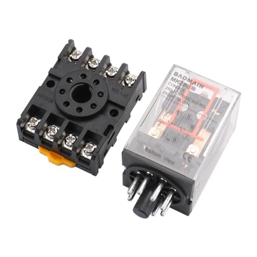 Baomain 2-Pack Power Relay MK2P-I 110VAC Coil DPDT 8 Pin with Plug-in Terminal Socket, for Automation and Control Systems