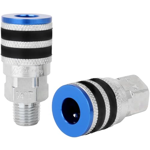 Image of Colorfit by Milton Coupler & Plug Kit (T-Style) with Rubber Bumper 1 /4 inch NPT Quick Connect Hose Fittings for Air Tools & Compressors - 7-Pieces