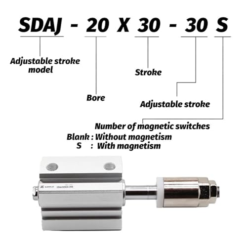Mini-vérin pneumatique ajustable SDAJ100 double action pour machine compacte - 3