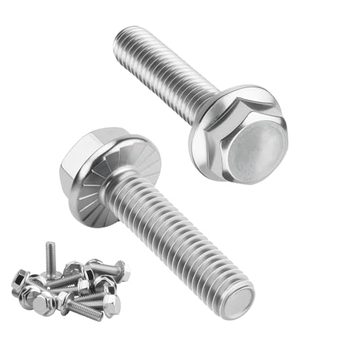 Image of Nuts OT nuts 10 PCS M8 Bolts Silver M8x40mm 304 Stainless Steel Bolts Hex Serrated Flange Bolt Screws Hex Flange Bolt Serrated Flange Anti-Loosening for Machine Tools Furniture Assembly DIY