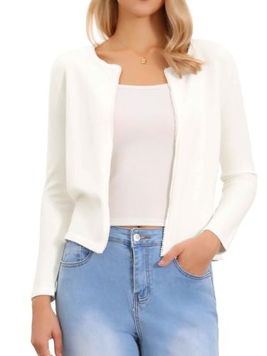 Cárdigan bolero para mujer elegante con perlas Allegra K frente abierto para vestidos