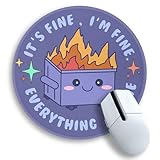 Gctriki Dumpster on Fire Mouse Pad for Desk, Funny Purple Round Mousepad for Computer Laptop Gaming, Stitched Edge Non-Slip Rubber Base, Cute Dumpster Home Office Desk Accessories Decor for Women