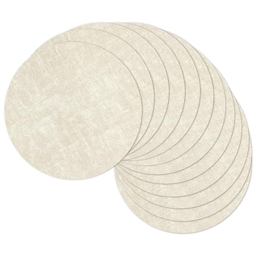 13" Round Placemats Set of 12, Reversible Faux Leather Wipeable Table Mats