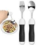 Adapted Utensils, Weighted Silverware for Hand Tremors, Special Spoon & Fork Set, Weak Hand Grip & Handicapped & Parkinsons Aids for Elderly, Arthritis, Useful Gifts for Elderly
