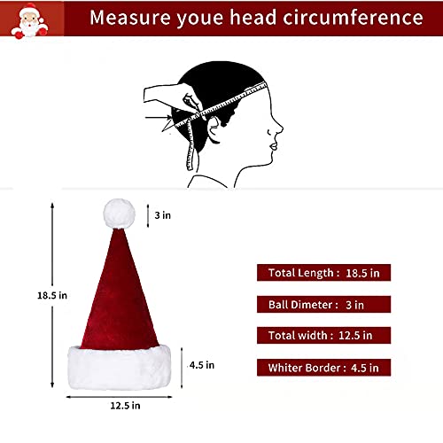 Image of Santa Hat, Christmas Hat for Adults Unisex Velvet Comfort Xmas Hats