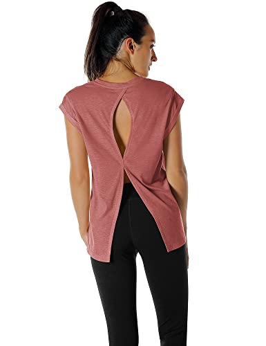 Image of icyzone Open Back Workout Tops for Women - Athletic Activewear T-Shirts Exercise Yoga Shirts(Pack of 2)
