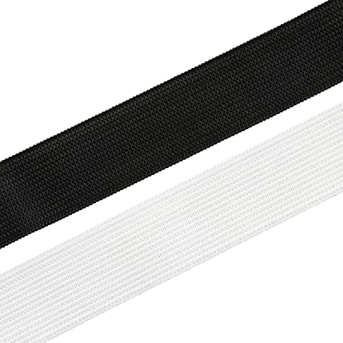 Realm Flat Elastic Band Black & White Sewing Crafts DIY Stretch (1/4 inch, 3/8 inch, 1/2 inch, 1 inch) (White, 1/4 Inch - 5m)