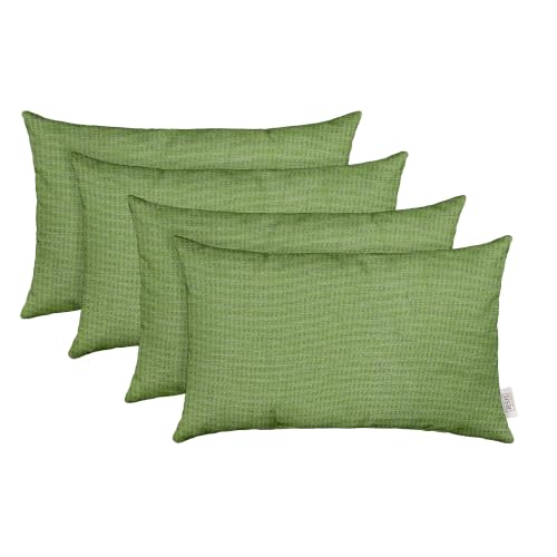 RSH DECOR: Designer Select Sunbrella Lumbar Throw Pillows Set of 4 | 20" x 12" | Water and Fade-Resistant Performance Fabric | Indoor Outdoor Accent Pillows | Made in USA (Cork Meadow Pistachio)