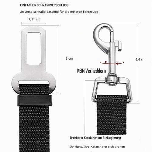[2 Stück] Hunde Sicherheitsgurt, elloLife Einstellbar Hundesicherheitsgurt Sicherheitsgeschirr für Auto für alle Hunderassen Katzen& Autotypen, Schwarz