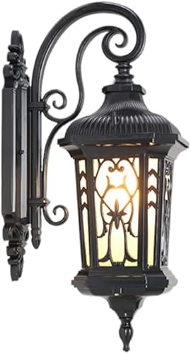 KNOBCO Lámpara de pared al aire libre retro estilo chino IP55 impermeable aplique de pared E27 Die Cast aluminio lámpara de pantalla linterna de