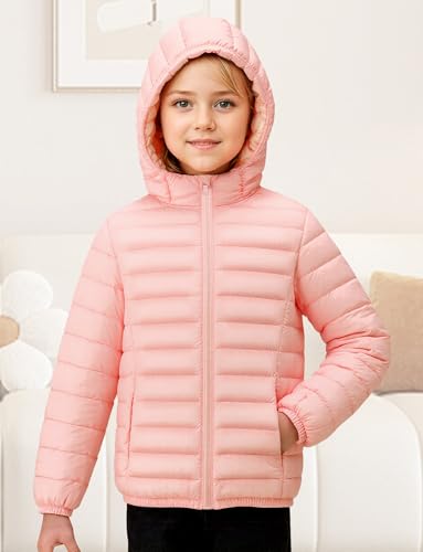 Happy Cherry Toddler Boy Girls Quilted Lightweight Jacket Kids Packable Down Coat Zip Up Hooded Outerwear 2-14 Years3