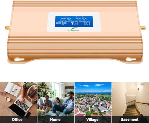 Image of Cell Phone Signal Booster, 2G 3G 4G LTE 5G Multi-Band Amplifier Repeater, Compatible with All US Carriers Verizon AT&T T-Mobile, 70dB High Gain AGC, 6000 Sq.Ft Coverage, LCD Display, FCC Approved