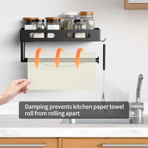 Soporte para toallas de papel de cocina con estante de especias y dos ganchos para RV 3