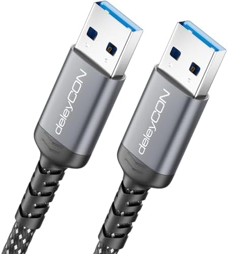 deleyCON 0,5m Câble USB 3.0 Court 5 Gbit/s (USB 3.2 Gen1) - Connecteur USB-A vers USB-A - Fiches Aluminium & Câble Nylon - pour Ordinateur Portable, Disque Dur, Imprimante, Modem, Caméra, etc.