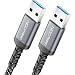 Produktbild deleyCON 2m USB 3.0 Kabel 5Gbit/s (USB 3.2 Gen1) A-Stecker auf A-Stecker Aluminiumstecker + Nylonkabel Datenkabel für Laptop, Festplatte, Drucker, Modem, Festplatten, Kameras usw.