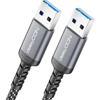 deleyCON 0,5m Câble USB 3.0 Court 5 Gbit/s (USB 3.2 Gen1) - Connecteur USB-A vers USB-A - Fiches Aluminium & Câble Nylon - pour Ordinateur Portable, Disque Dur, Imprimante, Modem, Caméra, etc.