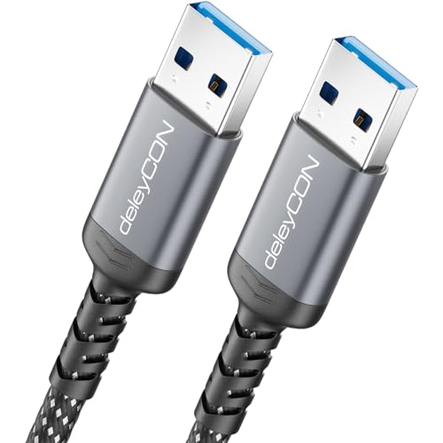 deleyCON 2m USB 3.0 Kabel 5Gbit/s (USB 3.2 Gen1) A-Stecker auf A-Stecker Aluminiumstecker + Nylonkabel Datenkabel für Laptop, Festplatte, Drucker, Modem, Festplatten, Kameras usw.