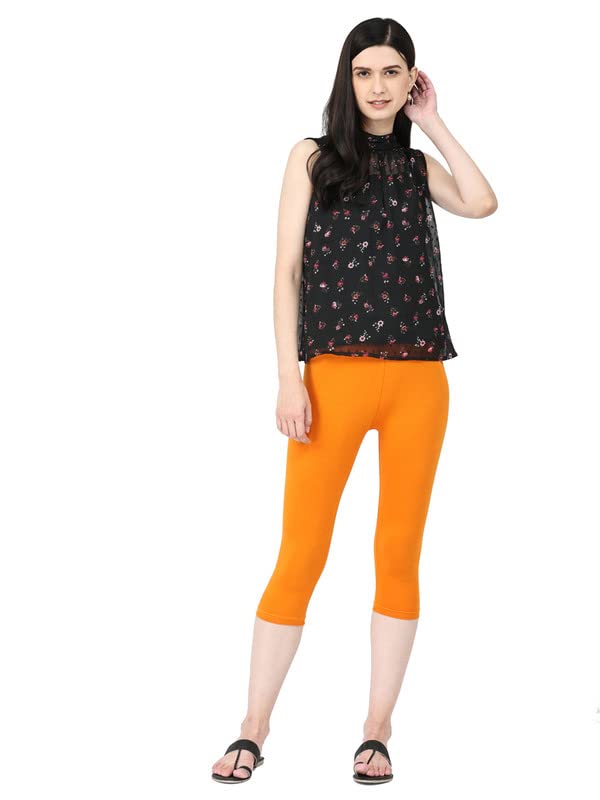 Image of Robinbosky Premium Stretchable Cotton Capri Legging for Women | Suitable for Formal wear & Casual wear | High-End Elastic Makes. The Leggings Squat Proof and Durable for Travel, Yoga, & Workout.