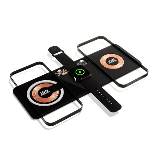 FUJIL 3 in 1 Magnetic Charging Pad Double 15W, Fast Wireless Charging Station, Charger for iPhone...