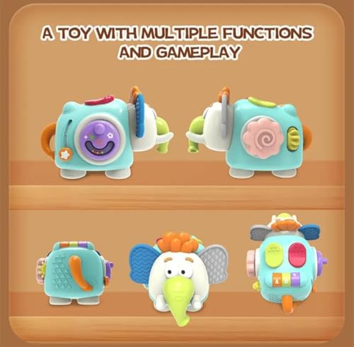 Image of Elephant Baby Sensory Busy Cube Toy for Toddlers - 6-in-1 Interactive Plastic Activity Cube - Fine Motor Skills Travel Learning Toy for Infants (Elephant)