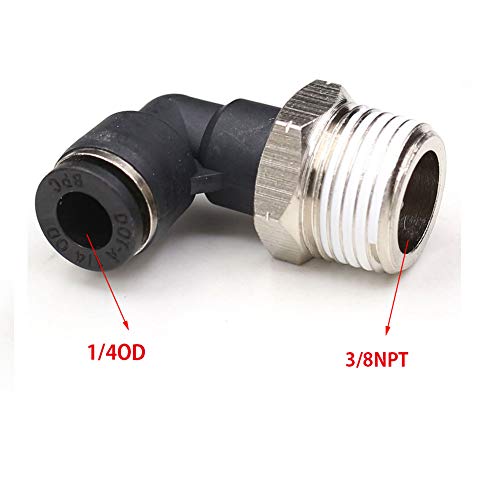 Ceker 3/8 Elbow Male Airlines Push Fittings 90 Degree Push To Connect Fittings Air Fittings, Pl 1/4" Tubing Od X 3/8" Npt Thread Pneumatic Push In Connectors Quick Connect Tube Fittings 5Packs #TOP1
