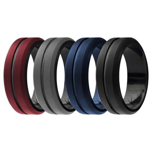 ROQ Silicone Rubber Wedding Ring for Men, Men's Wedding Band, Breathable Rubber Engagement...