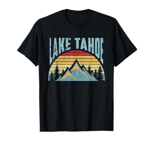 Lake Tahoe Tee - Camiseta retro de senderismo esquí camping montañas Camiseta