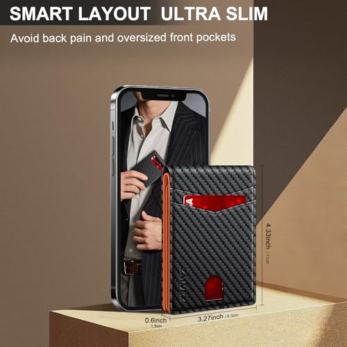 Image of Wallet for Men Slim RFID Blocking Leather Credit Card Holder Wallet for 14 Cards, Bifold Minimalist Thin Wallet with 2 ID Windows & Cash Slot, Front Pockt Carteras Para Hombres, Birthday Gifts for Men