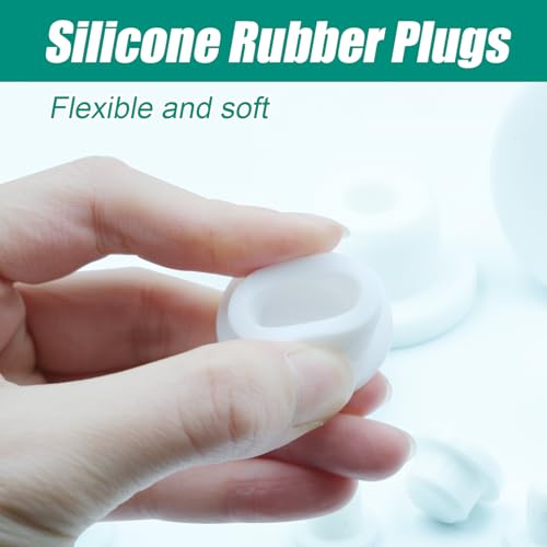 Image of 28PCS 3 /8 inch / 10mm White Hole Plugs Silicone Rubber Plugs for Round Holes, Rubber Stoppers Waterproof Tube Plugs Flexible T-Type, Used for Sealing Plugs Bathtub Jet Covers, Fit for 9.5~10mm Hole