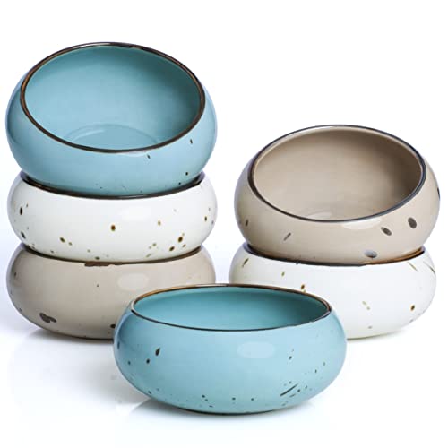 Esfour Ceramics Small Hand Craft Dessert Bowls - 13.5oz, Set of 6 - Microwave, Oven, Dishwasher Safe, Ice Cream,Soup,Snacks, Rice, Cereal, Chili, Side Dishes, Dips, Ideal Gift - Natural Assorted Color
