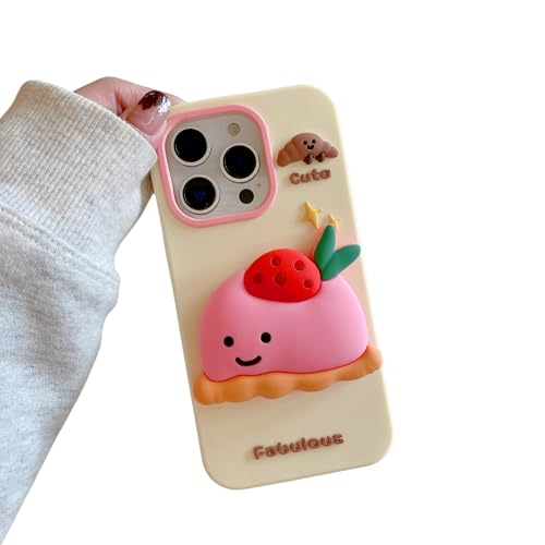 HJXFlying �K�p iPhone 16 Pro Max �P�[�X ���킢�� 3D ���� ��������p�^�[���X�^���h�t�� �\�t�g �V���R�� �ϏՌ��ی�J�o�[ ���� ���̎q�����X�}�z�P�[�X Soft Silicone Case - �C�`�S�P�[�L