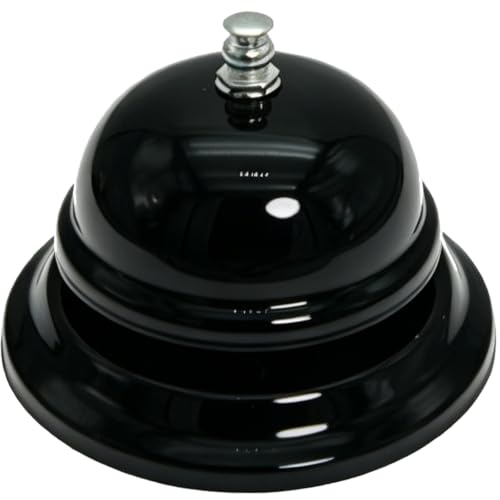 WEKOIL Call Bell Desk Service Ding Bell for Restaurant Hotel Room Kitchen Party Office Receptionist Elderly Teachers Chef Large Cute Bell Whole Black,3.35inch